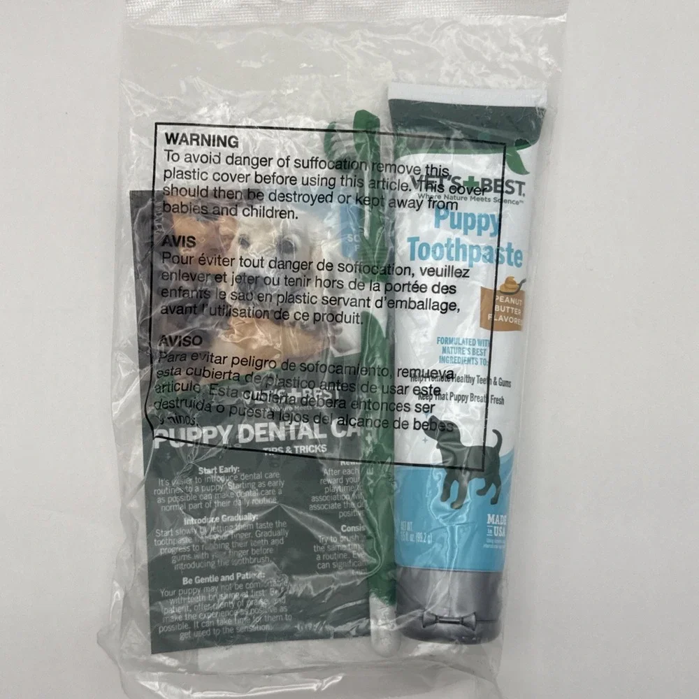 Vet's Best Dog Toothpaste & Dog‎ Toothbrush Dental Kit Exp 03/2027 For Puppies